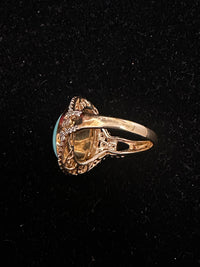 Vintage Yellow Gold, Diamond and Turquoise Estate Beautiful Ring -$10K APR w/CoA APR57