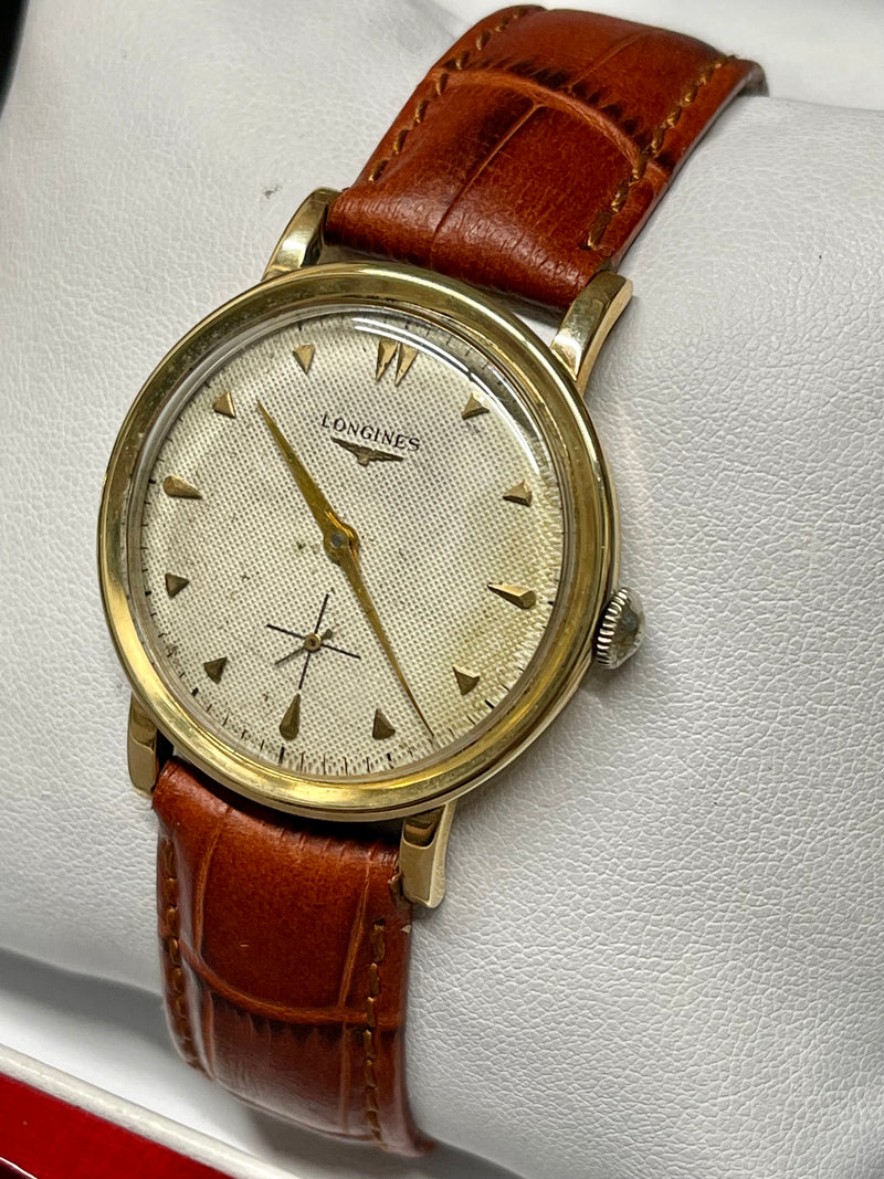 LONGINES 14K YG Vintage 1950s Tuxedo Dial Mechanical Men's Watch -$8K APR w/ COA APR57