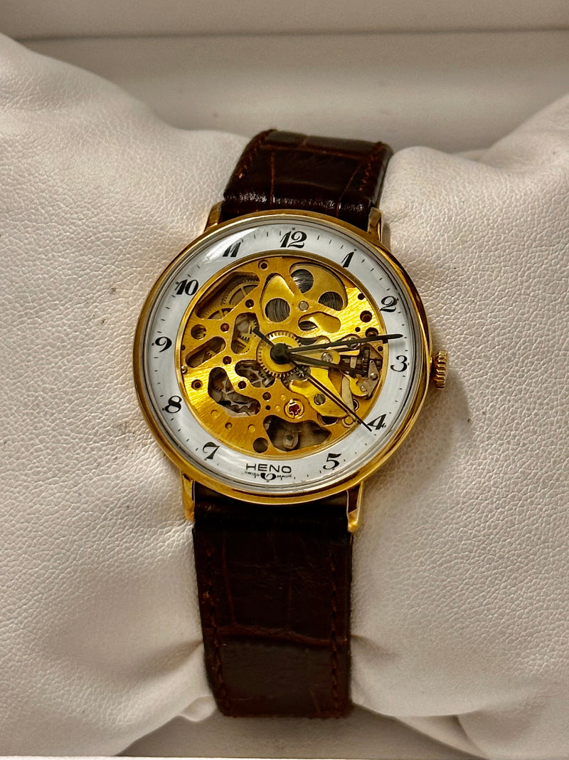 Heno 1960s Classic Vintage Skeleton Dial Men's Wrist Watch - $5K APR w/ COA!! APR57