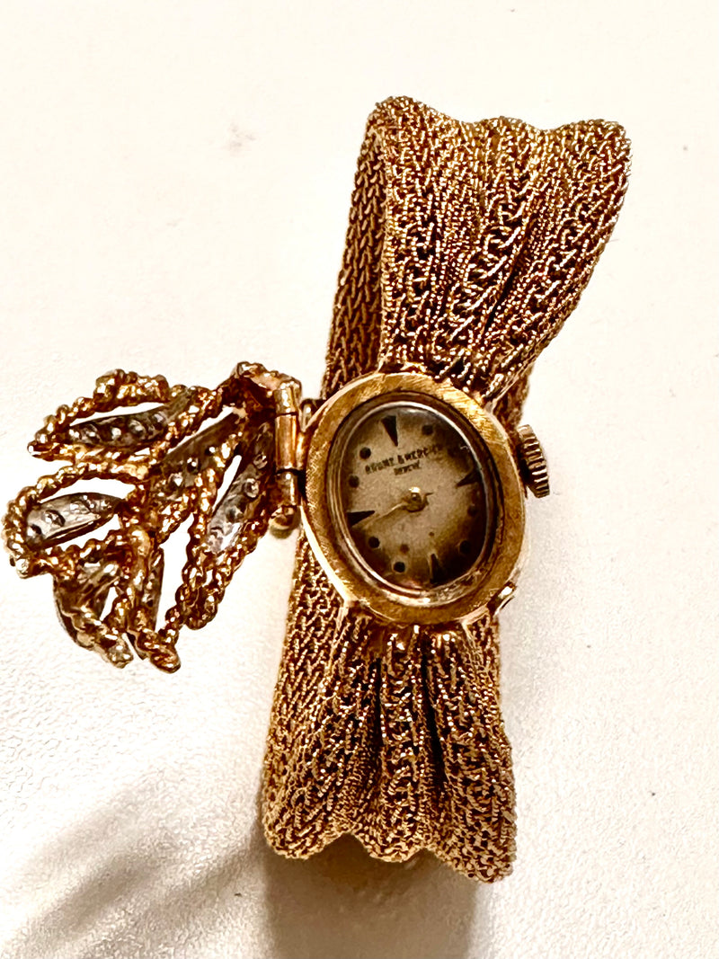 BAUME & MERCIER Vintage Unique Solid Gold w/ 24 Diamonds Watch- $20K APR w/ COA! APR57
