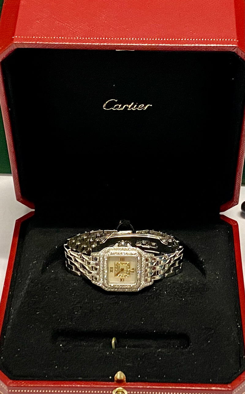 CARTIER Panthere 18K WG Mother Of Pearl Dial w/ 110 Diamonds - $100K APR w/ COA! APR57