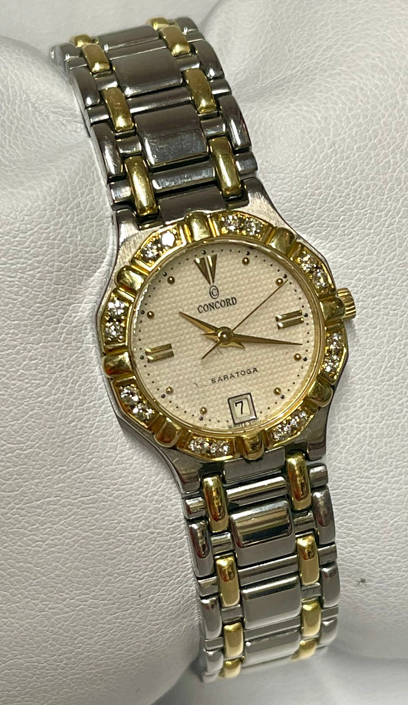 CONCORD Saratoga 16 Dmnd Bezel 18K YG & SS Ladies Rare Watch - $10K APR w/ COA!! APR57