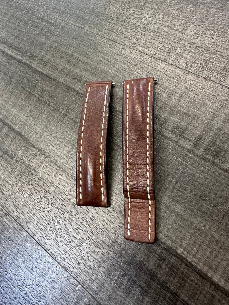 BREITLING 22mm Brown White Stitching Strap for Dplymnt Buckle New -$700 APR CoA! APR57