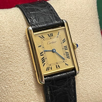 Rare CARTIER Gold Tone Tank Vermeil Argent Vintage Men's Watch - $8K APR w/ COA! APR57