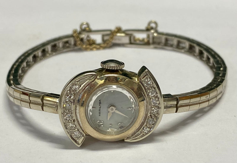 HAMILTON Unique Vintage Solid Gold w/ 14 Diamonds Ladies Watch- $20K APR w/ COA! APR57