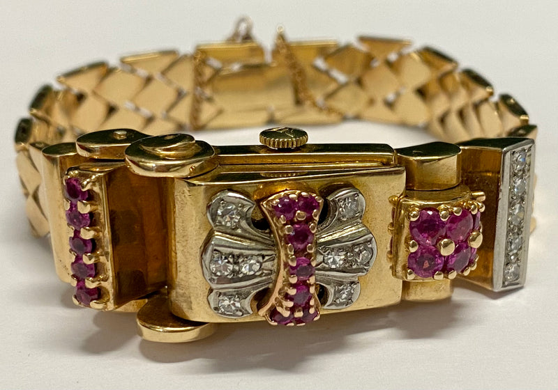 PHILLIPE Vintage 1930's 18K RG w/ Rubies and Diamonds Watch - $35K APR w/ COA!!! APR57