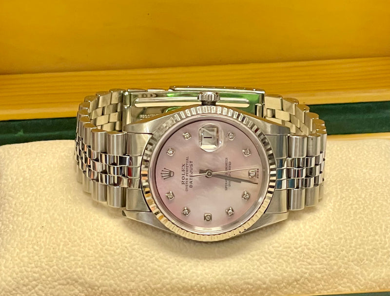Rolex DateJust Steel Pink Mother of Pearl Dial Unisex Watch - $20K APR w/ COA!!! APR57