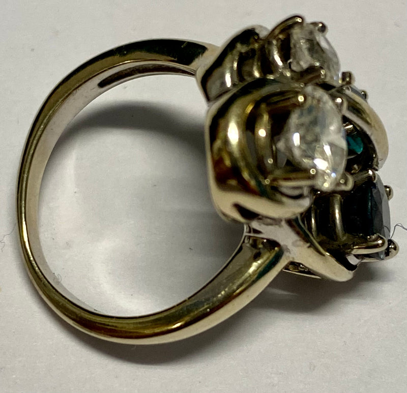 1940's Unique Design SWG Diamond & Sapphire & Emerald Ring $20K Appraisal Value w/ CoA! APR57
