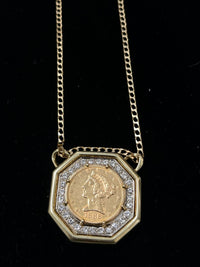 18K YG Pendant with Rare 1886 S US Gold Coin & 4.2ct Diamonds - $16K APR w/ COA! APR57