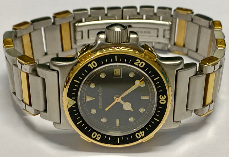TIFFANY & CO. Two-Tone SS & YG Men’s Mid Size Diving Quartz Watch - $10K Appraisal Value! APR 57