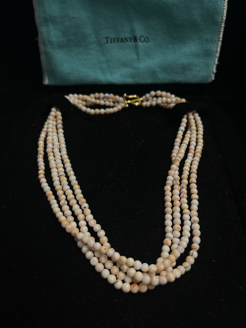 TIFFANY & CO. White/Pink Coral Four Strand Custom Made Necklace - $35K APR w/CoA APR57