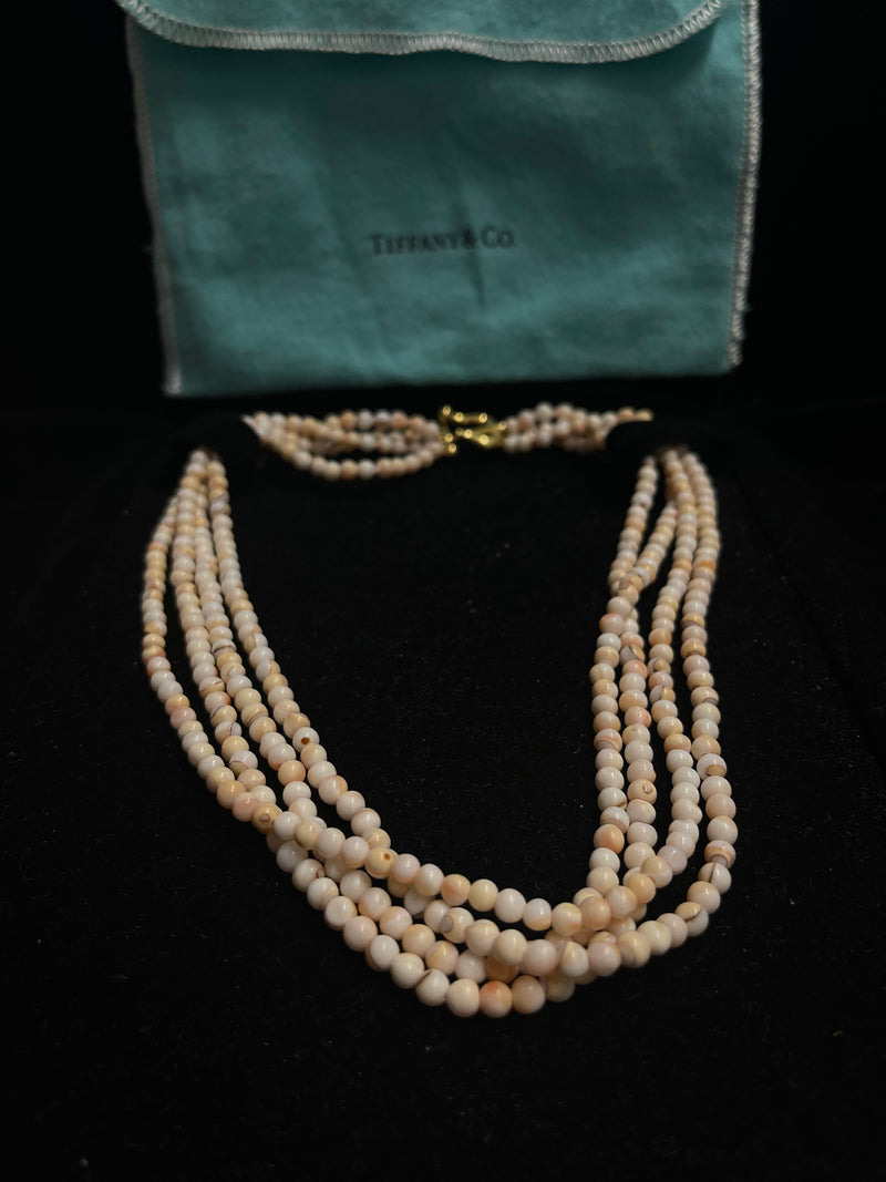 TIFFANY & CO. White/Pink Coral Four Strand Custom Made Necklace - $35K APR w/CoA APR57
