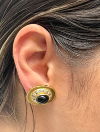Unique Designer's Solid Yellow Gold with Black Onyx & Diamonds Earrings - $20K Appraisal Value w/ CoA } APR 57