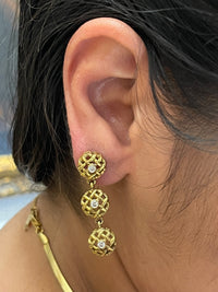 Antique Designer 18K Yellow Gold with 6 Round Diamond Earrings - $12K APR w/ CoA APR57