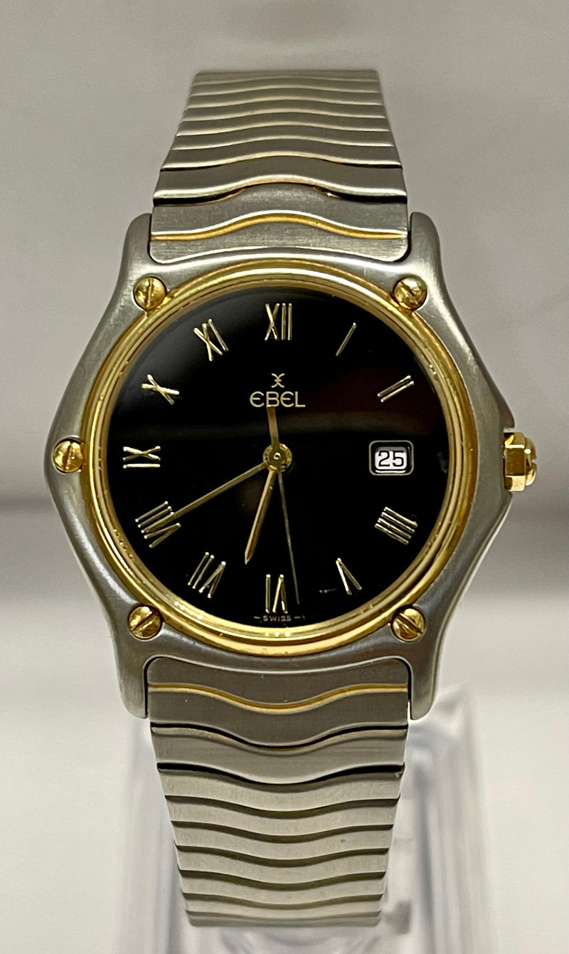 EBEL Unique 18K YG/ SS Date w/Beautiful Black Dial Unisex Watch - $8K APR w/COA! APR57