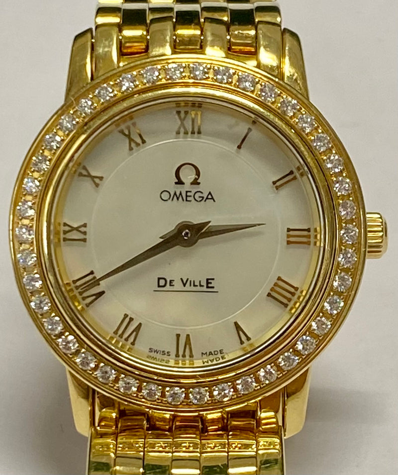 OMEGA De Ville Prestige 18K YG W/ 42 Diamonds & Mother Of Peal- $40K APR w/ COA! APR57