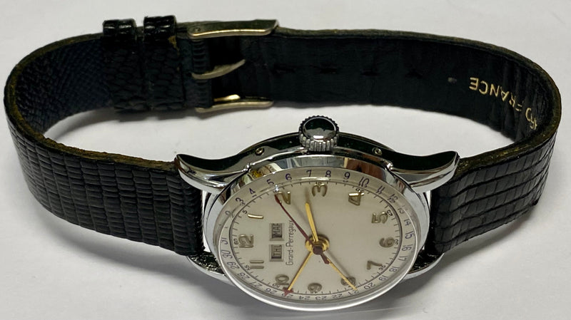 GIRARD PERREGAUX Vintage 1940's SS w/ Date-Month & Silver Dial- $10K APR w/ COA! APR 57