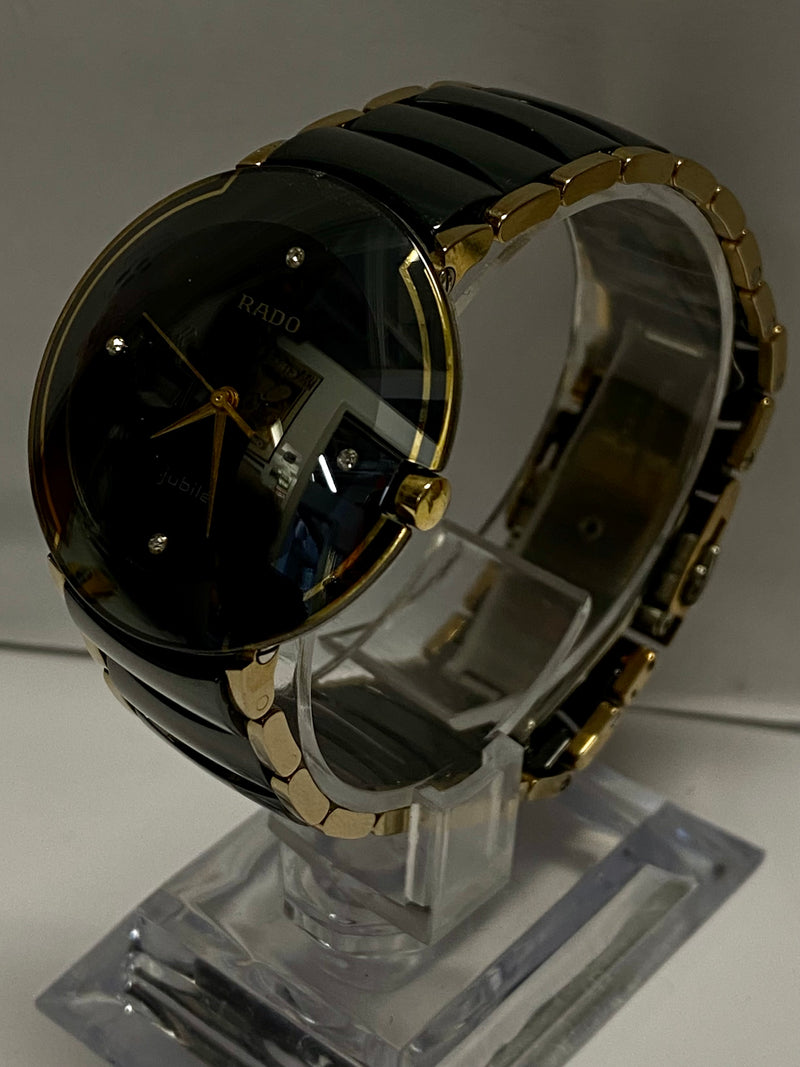 RADO Unique Golden Steel Watch w/Black Ceramic Dial and Diamond- $7K APR w/ COA! APR57