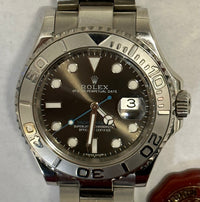 ROLEX Yacht-Master Date Automatic Oyster Perpetual Stainless Steel Watch w/ Platinum Bezel & Rare Rhodium Dial - $40K Appraisal Value! ✓ APR 57