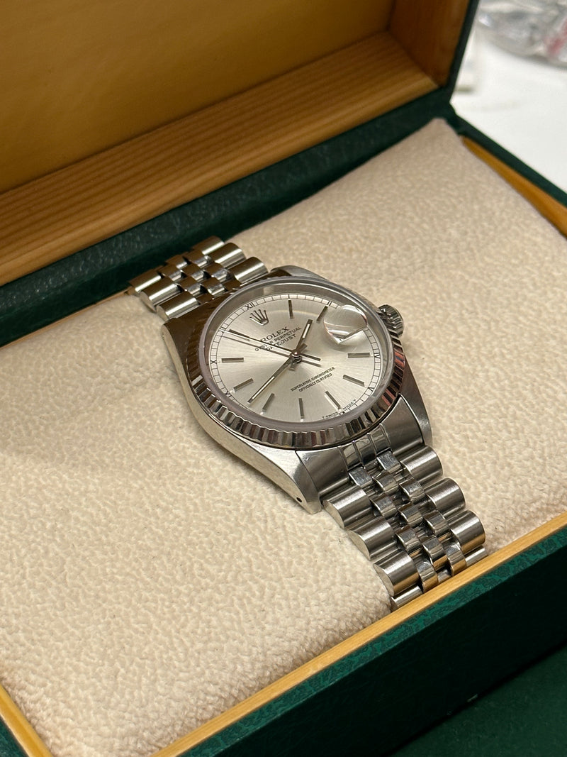 ROLEX DateJust Oyster Perpetual SS and WG Fluted Bezel Watch - $18K APR w/ COA!! APR 57