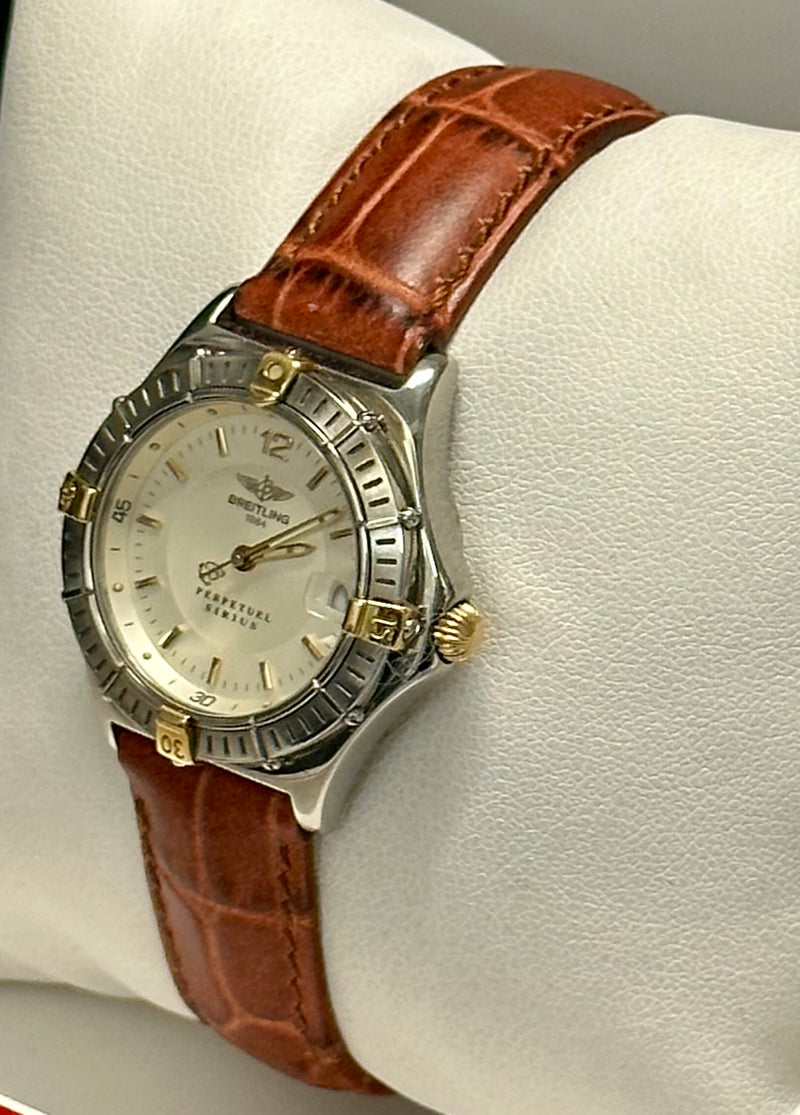 BREITLING 1884 Perpetuel Sirius Wristwatch in Gold/Steel w/ Date Feature!  - $6K Appraisal Value! ✓ APR57