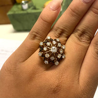 1940's Unique Designer's SYG & Black Enamel Ring with 17 Diamonds - $20K Appraisal Value w/ CoA! APR57