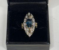 ANTIQUE SAPPHIRE AND DIAMOND SOLID YELLOW AND WHITE  GOLD RING  - $15K APPRAISAL VALUE! APR 57