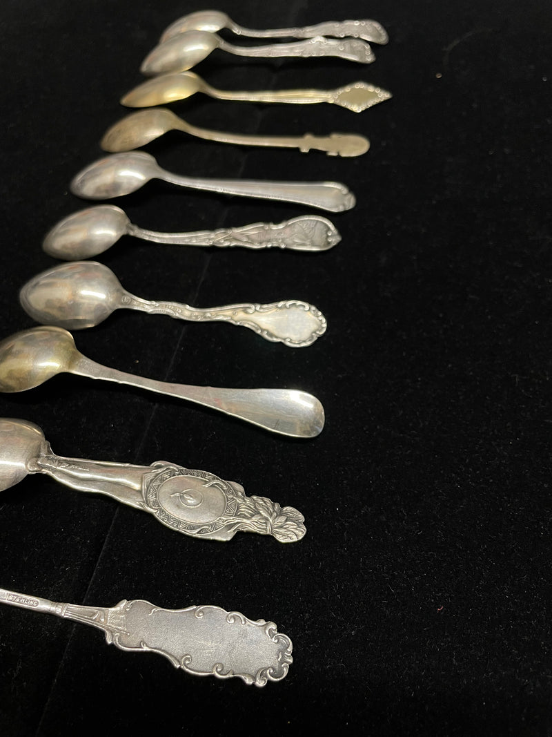 Group of 11 Sterling Silver Collectable US Souvenir Spoons - $2K APR w/ CoA! APR57