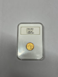 1901 Liberty Head $2.5 Gold Quarter MS 64 w/CoA+$2.5K APR! APR57