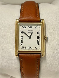 Concord Rectangular Tank Cartier Style Solid YG Mens Wristwatch - $15K APR w/COA APR 57