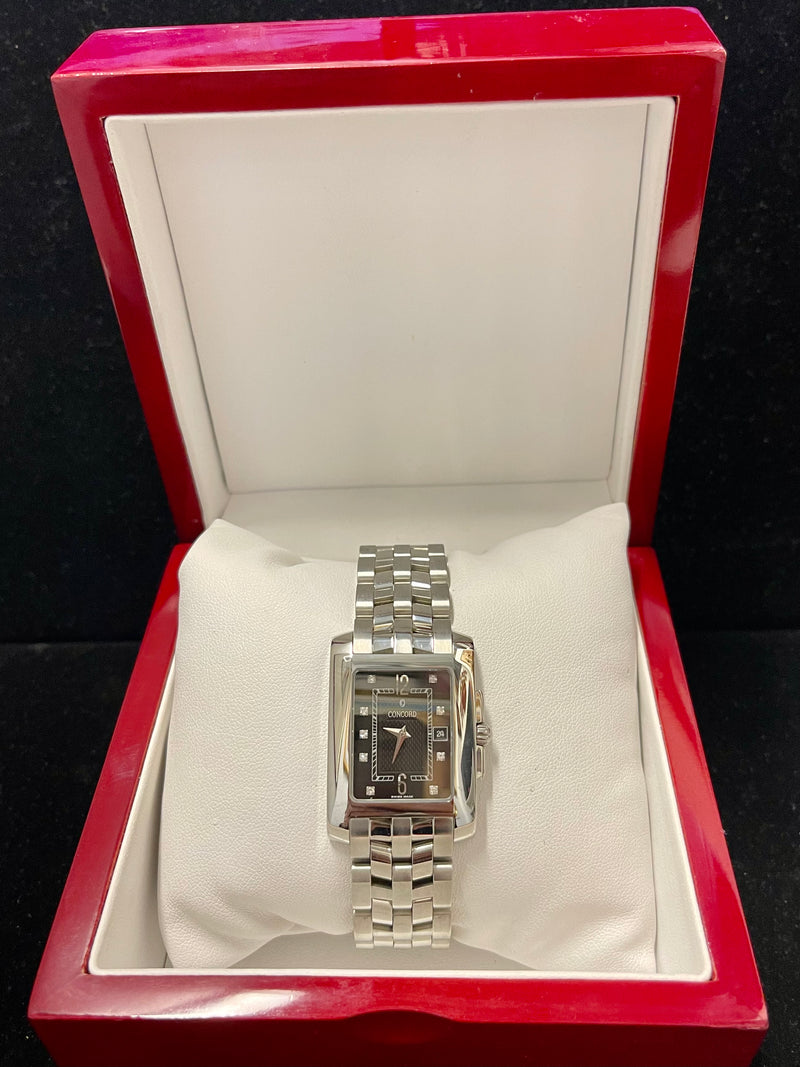 Concord Sportivo Quartz SS Men's Wrist Watch w/ 10 Diam on Dial - $10K APR w/COA APR 57