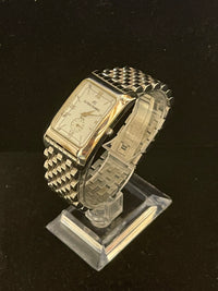 Alfred Hammel Tank Style White Dial SS Quartz Men's Wrist Watch - $6K APR w/ COA APR 57