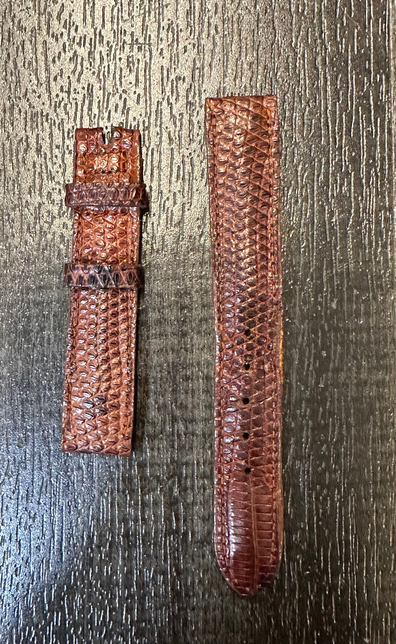 Cartier Brown Padded Stitched Lizard Watch Strap -$750 Apr w/ CoA! APR57