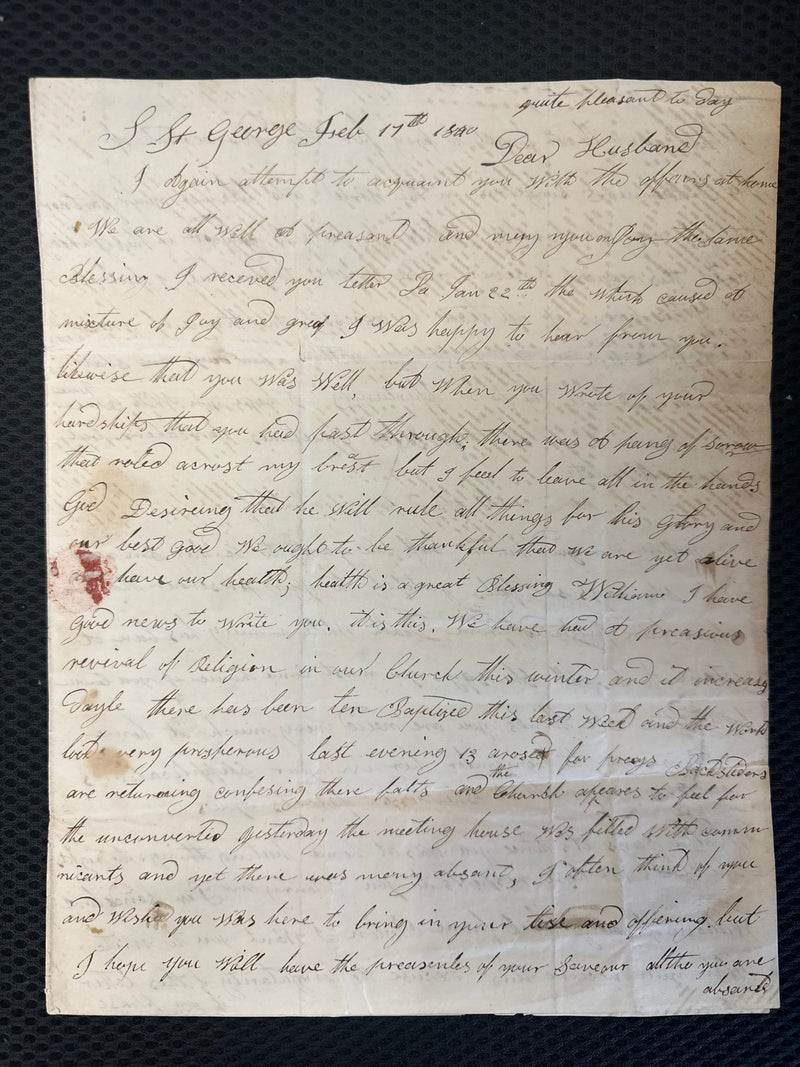 1860 BOSTON "THE LOVE OF LOVE BLISS" WRITTEN LETTER TO HUSBAND - $3K APR w CoA!! APR57