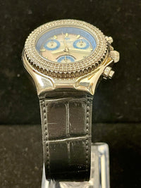 TechnoMarine Blue MOP Jumbo Chrono SS & Diam Men's Wrist Watch - $6.5K APR w/COA APR 57