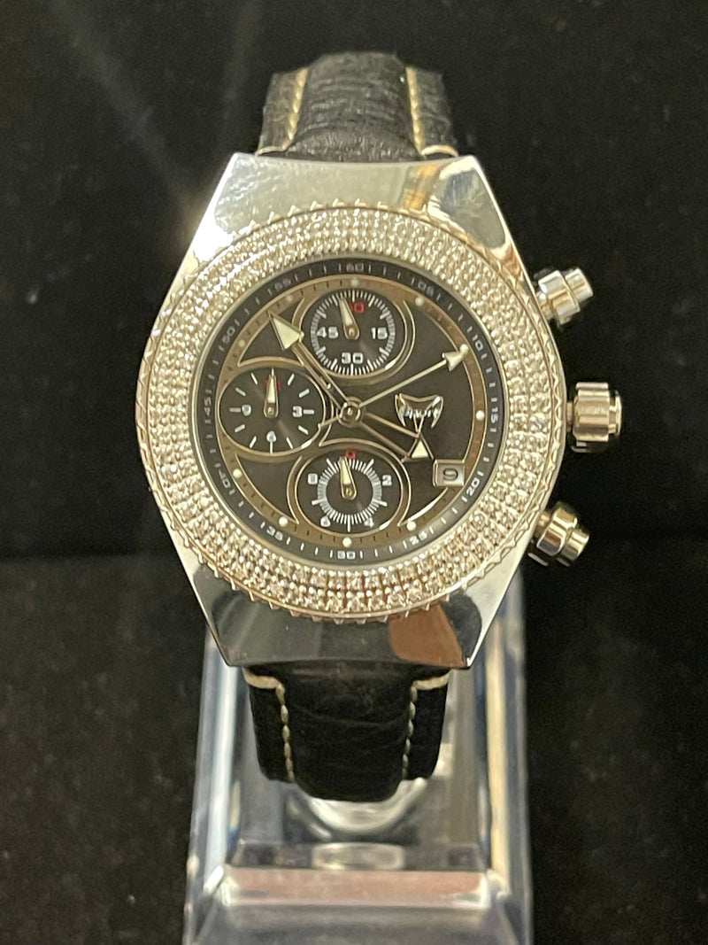 Techno Sport Jumbo Chrono SS w/ 120 Diamond Men's Wrist Watch - $3K APR w/ COA!! APR 57