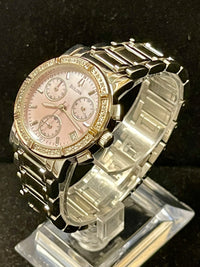 Bulova Beautiful Chrono Pink MOP SS & Diamonds Ladies Wrist Watch- $2K APR w/COA APR 57