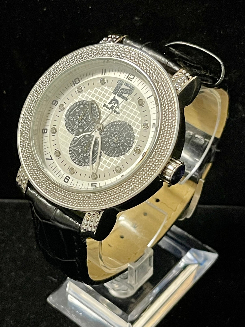 Techno Master Jumbo Chrono Rare Dial w/ Diam SS Men's Wristwatch - $3K APR w/COA APR 57