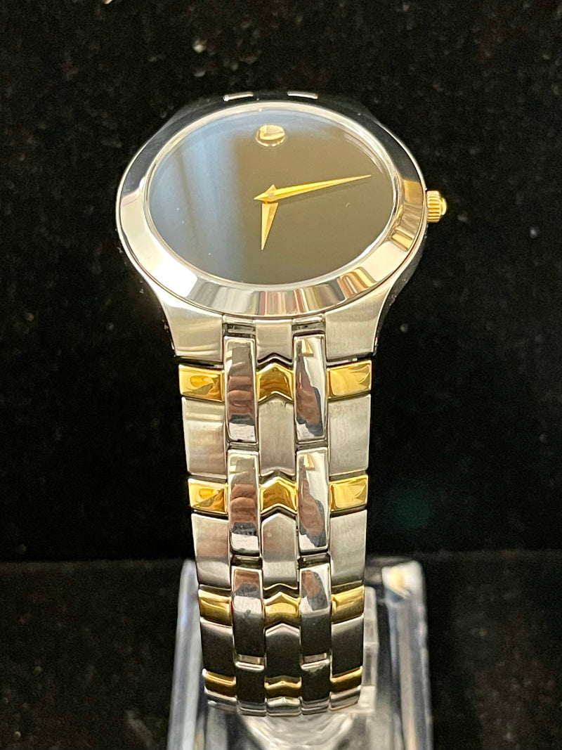 Movado Museum Beautiful SS & Solid YG Black Dial Men's Wristwatch- $3K APR w/COA APR 57