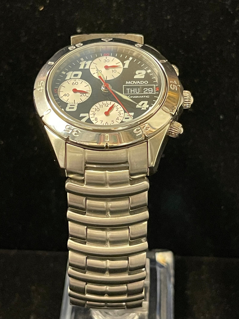 Movado Jumbo Chronograph Day Date Feature SS Men's Wrist Watch - $10K APR w/ COA APR 57