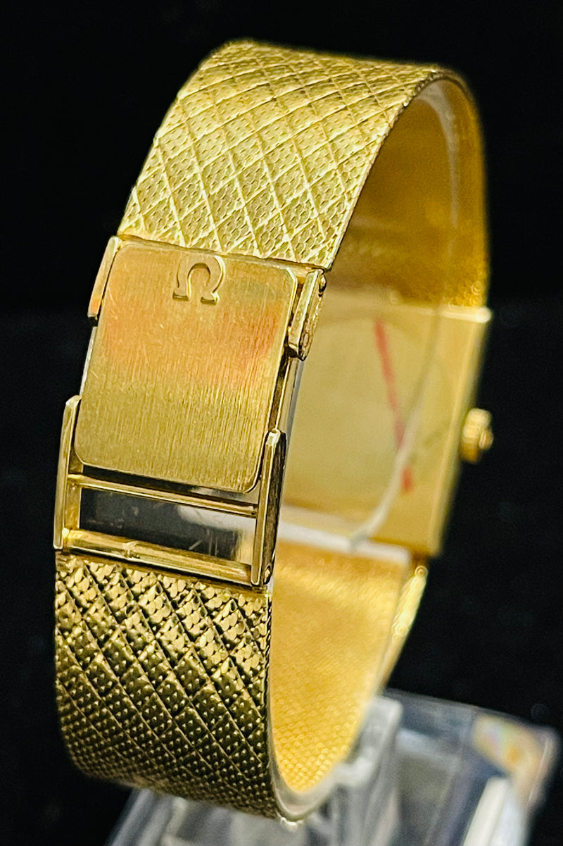 OMEGA 14K Gold Rectangular Watch w/ Silver Oyster dial - $15K APR Value w/ CoA! APR 57