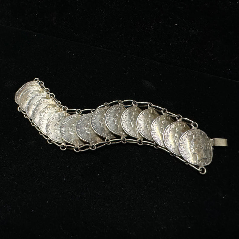ONE-OF-A-KIND Handmade Silver Ecuadorian 15 Coin Bracelet - $2.4k APR w/ CoA! APR57