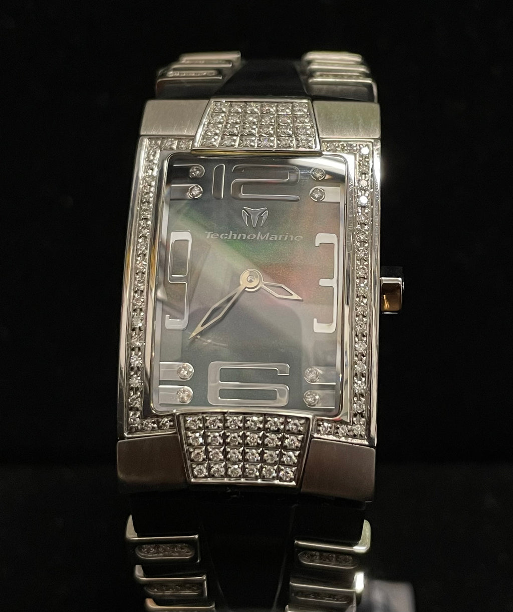 TECHNO MARINE QUARTZ MEN'S 130 DIAMONDS & STAINLESS STEEL WATCH10K A