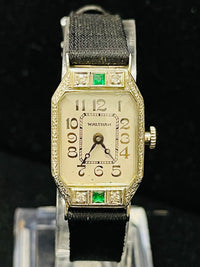 WALTHAM 1920'S VINTAGE 18K WHITE GOLD & DIAMONDS LADIES WATCH - $10K APR w/ COA!!