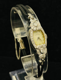 HAMILTON 1920'S VINTAGE LIKE NEW PLAT & DIAMONDS LADIES WATCH -$25K APR w/ COA! APR57