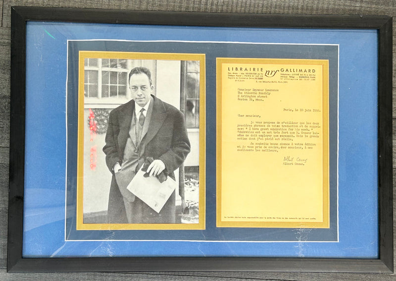 Albert Camus Authentic Signed Typed Letter French June 10 1958 - $15k APR w/ COA APR 57