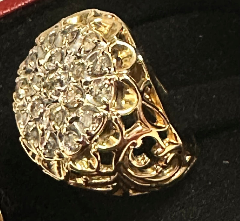 UNIQUE ANTIQUE 1.14 CT DIAMOND 10K YELLOW GOLD UNISEX RING - $10 APR w/ CoA!!!!! APR 57