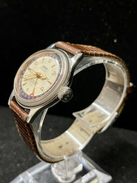 ORIS GMT AUTOMATIC MEN’S WATCH! RARE WITH TRI-COLOR DIAL AND SKELETON BACK!  –$3K APR w/CoA!| APR 57