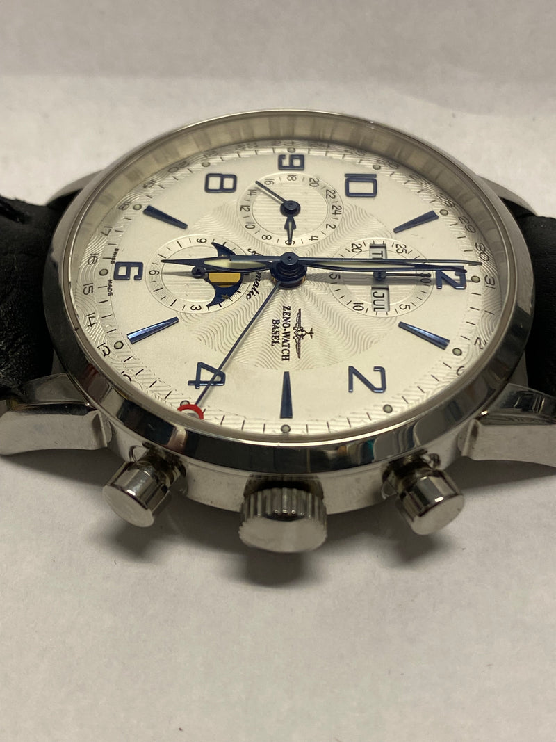 ZENOWATCH Chronograph WITH DAY-MONTH AND MOON PHASE MEN'S WATCH- $7K APR w/ COA! APR 57