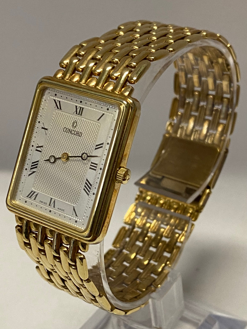 Concord Beautiful & Solid 14K Yellow Gold Tank Style Wristwatch $16K APR w/ COA! APR57